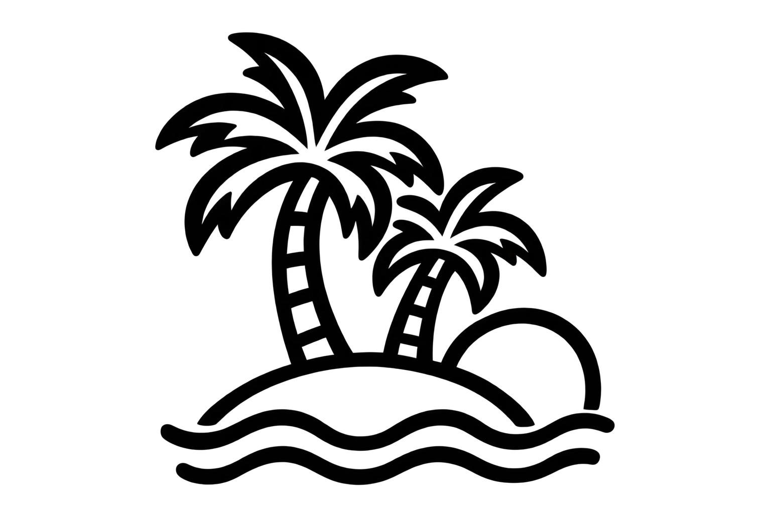 Tropical island and palm tree icon